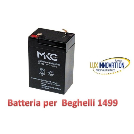 BATTERIE PER LAMPADA EMERGENZA BEGHELLI 1499