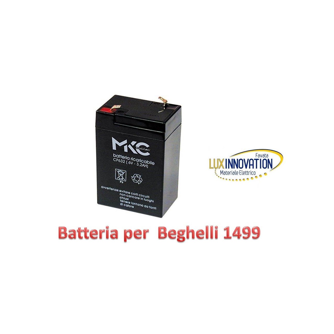 BATTERIA PER LAMPADA EMERGENZA BEGHELLI 1499