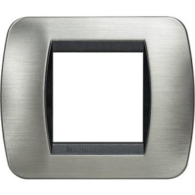 Placca 2 posti Acciaio Spazzolato Bticino Living L4802ACS
