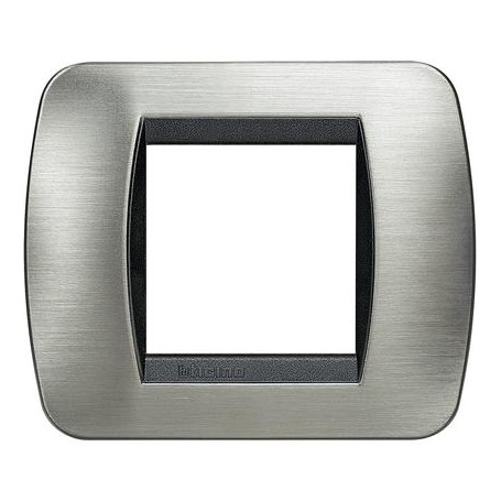 Placca 2 posti Acciaio Spazzolato Bticino Living L4802ACS Placca 2 posti Acciaio Spazzolato Bticino Living L4802ACS