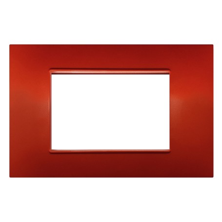 Placca 4 moduli rossa  terra compatibile Vimar Plana Placca 4 moduli rossa  terra compatibile Vimar Plana
