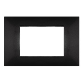 Placca 3 moduli nero opaco compatibile Vimar Plana