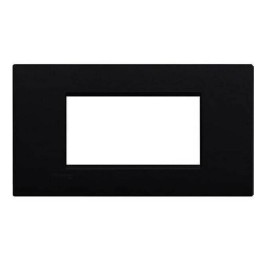 Placca 4 posti Living light nera lucida compatibile