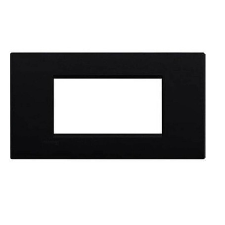 Placca 4 posti Living light nera lucida compatibile Placca 4 posti Living light nera lucida compatibile