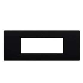 Placca 7 posti Living light nera lucida compatibile