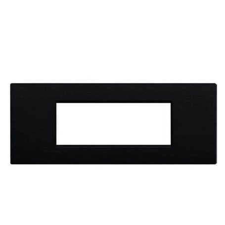 Placca 7 posti Living light nera lucida compatibile Placca 7 posti Living light nera lucida compatibile