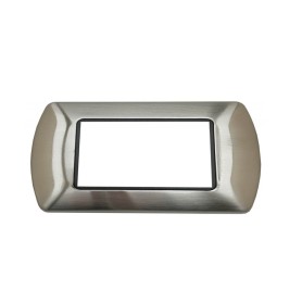 Placca acciaio spazzolato 3 posti compatibile  living Bticino metallo tipo l4803acs
