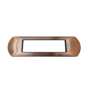 Placca rame ramata satinato 4 posti bticino living compatibile metallo