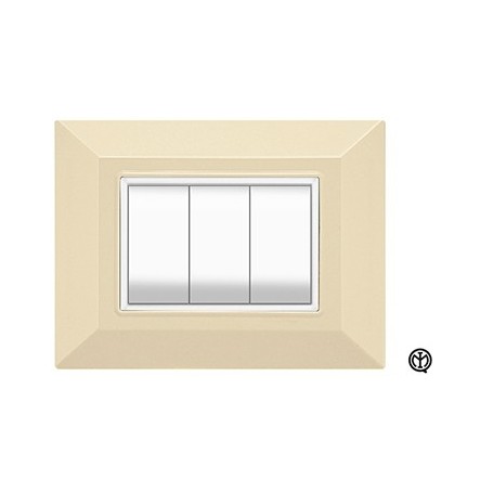 Placca 3m oro satinato Vimar Eikon Compatibile metallo Placca 3m oro satinato Vimar Eikon Compatibile metallo