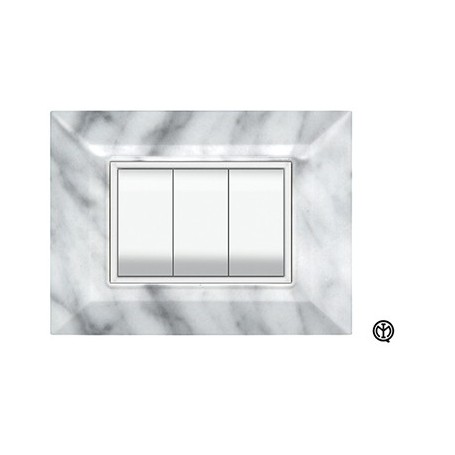 Placca 3m avorio Vimar Eikon Compatibile Placca 3m avorio Vimar Eikon Compatibile