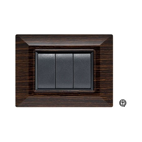Placca 3m legno scuro Vimar Eikon Compatibile Placca 3m legno scuro Vimar Eikon Compatibile