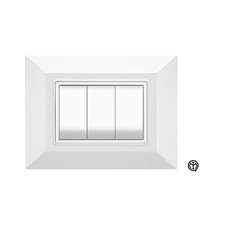 Placca 3m bianco Vimar Eikon Compatibile Placca 3m bianco Vimar Eikon Compatibile