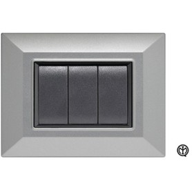 Placca 3m silver alluminio Vimar Eikon Compatibile metallo