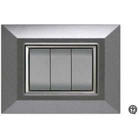 Placca 3m acciaio spazzolato Vimar Eikon Compatibile metallo