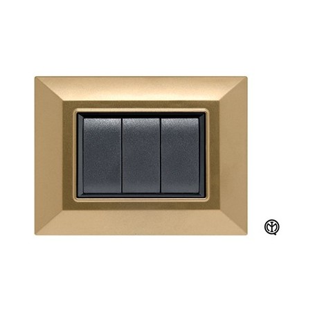 Placca 3m oro satinato Vimar Eikon Compatibile metallo Placca 3m oro satinato Vimar Eikon Compatibile metallo