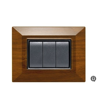 Placca 3m legno scuro Vimar Eikon Compatibile Placca 3m legno scuro Vimar Eikon Compatibile