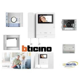 kit videocitofono monofamiliare bticino 344625 CLASSE 100 bianco a colori 360001