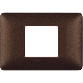 Placca 2 moduli marrone caffè scatola rotonda Bticino Matix  AM4802TGG