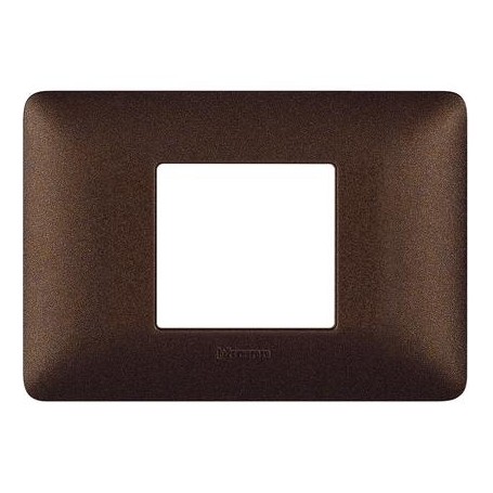 Placca 2 moduli marrone caffè scatola rotonda Bticino Matix  AM4802TGG
