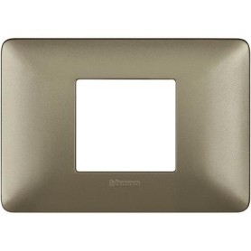 Placca 2 moduli centrali marrone caffè scatola rotonda Bticino Matix AM4819TGG