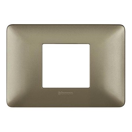Placca 2 moduli centrali marrone caffè scatola rotonda Bticino Matix AM4819TGG