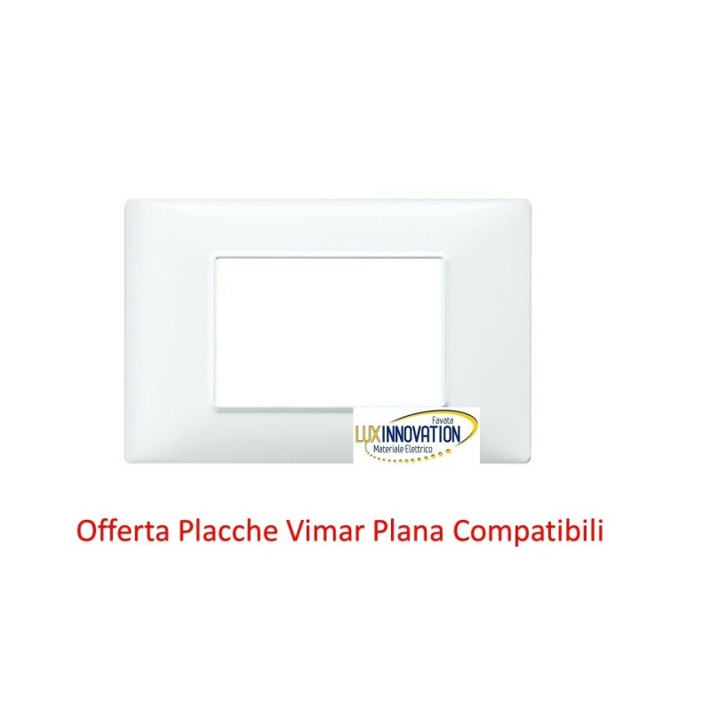 Placca 3 moduli BIANCA compatibile Vimar Plana tipo 14653.01