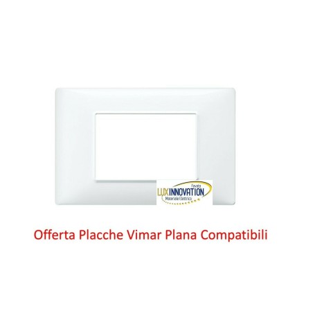 Placca 3 moduli BIANCA compatibile Vimar Plana tipo 14653.01 Placca 3 moduli BIANCA compatibile Vimar Plana tipo 14653.01