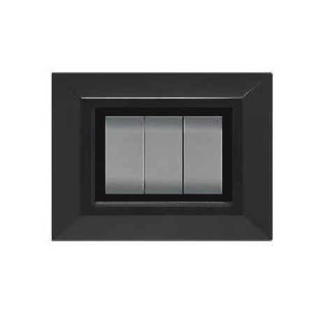 Placca Grigio Scuro Vimar Eikon Compatibile 3 posti Placca Grigio Scuro Vimar Eikon Compatibile 3 posti