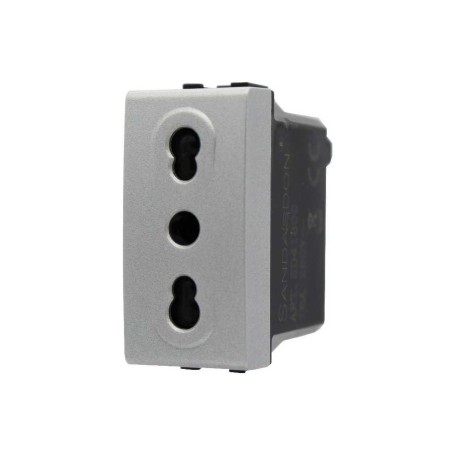 Presa bipasso 16a compatibile con vimar Plana Silver tipo 14203.sl