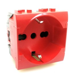 Presa universale schuko rossa compatibile con vimar plana...