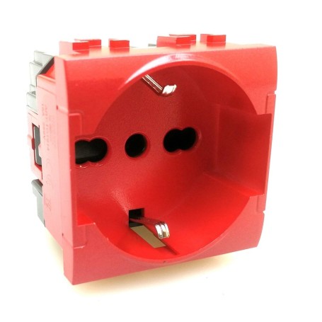 Presa universale schuko rossa compatibile con vimar plana tipo 14210.r